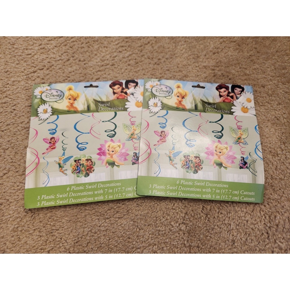 Disney Tinkerbell Party Supplies Plastic Swirl Decorations Set Of 2